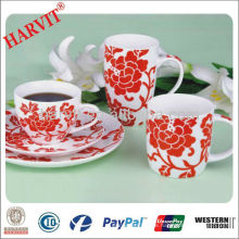 Red Dekorative New Bone China Kaffee Tee Set Bulk Kaufen aus China